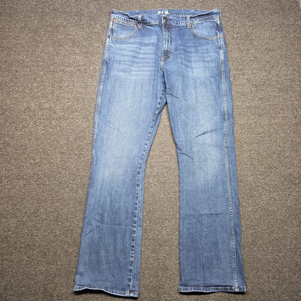 Wrangler Retro Jeans Blue Mens 38x36 Slim Bootcut Stretch Denim Ranch Rodeo Work